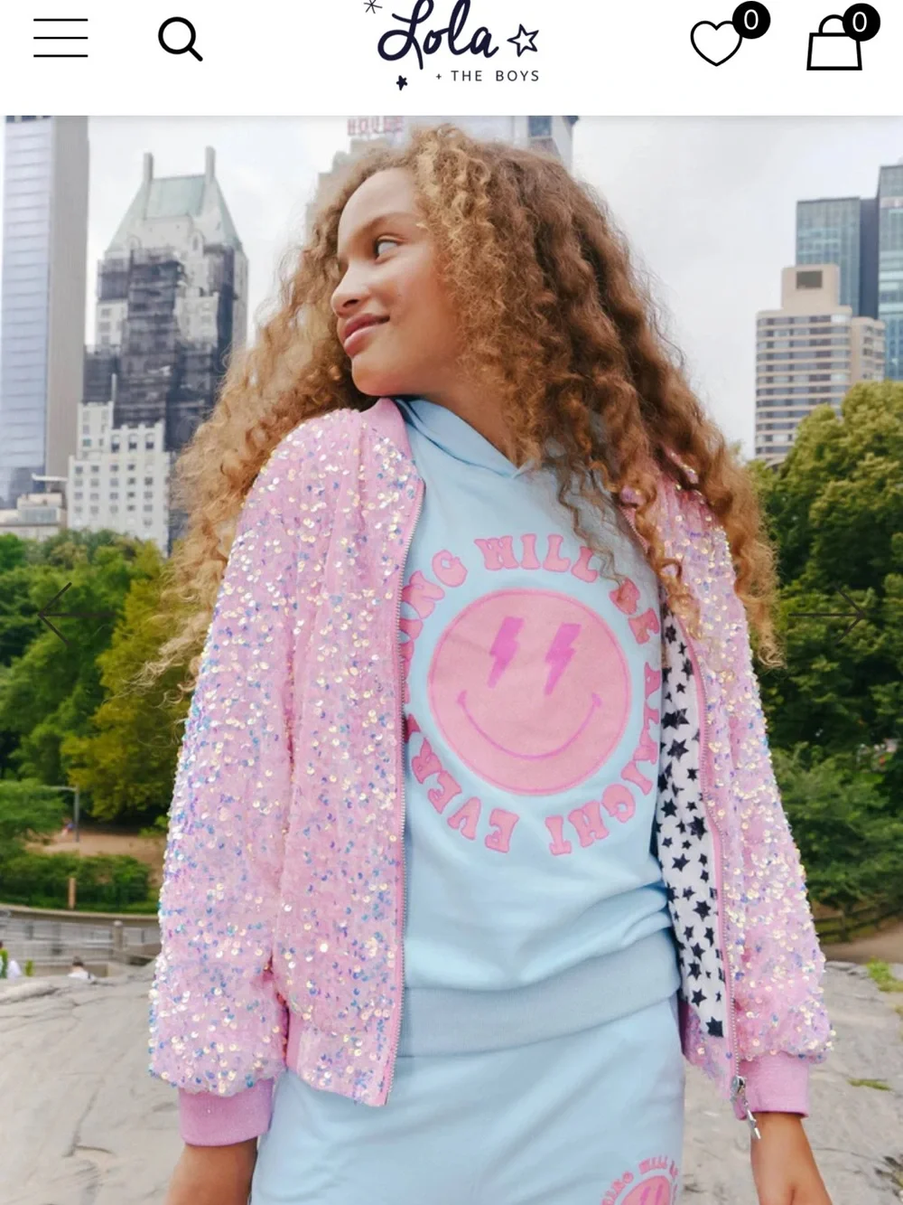Lola + The Boys Pink Sequin Star Zip Jacket